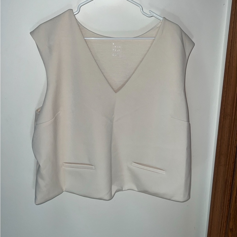 A New Day Cream V-Neck Sleeveless Vest Top size XXL